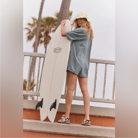 Free People Movement Hot Shot Tee Romper Summer Storm Pale Blue Size XS NWT - Picture 2 of 6